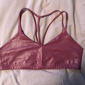 Beyond Yoga Twinkle Desert Berry Light Gold Cross back Strap Sport Bra Large